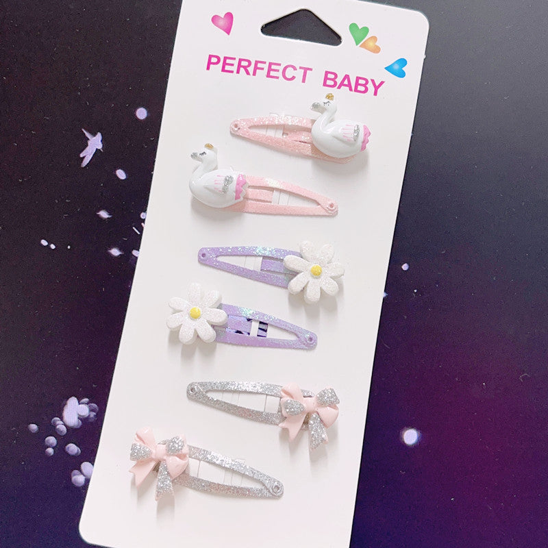 Wholesale 4CM Swan Daisy Bow Knot Hair Clip Set For Kids